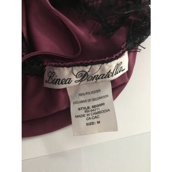 Linea Donatella Noralee Nightgown -Trim Chemise  M Burgundy - Picture 8 of 10